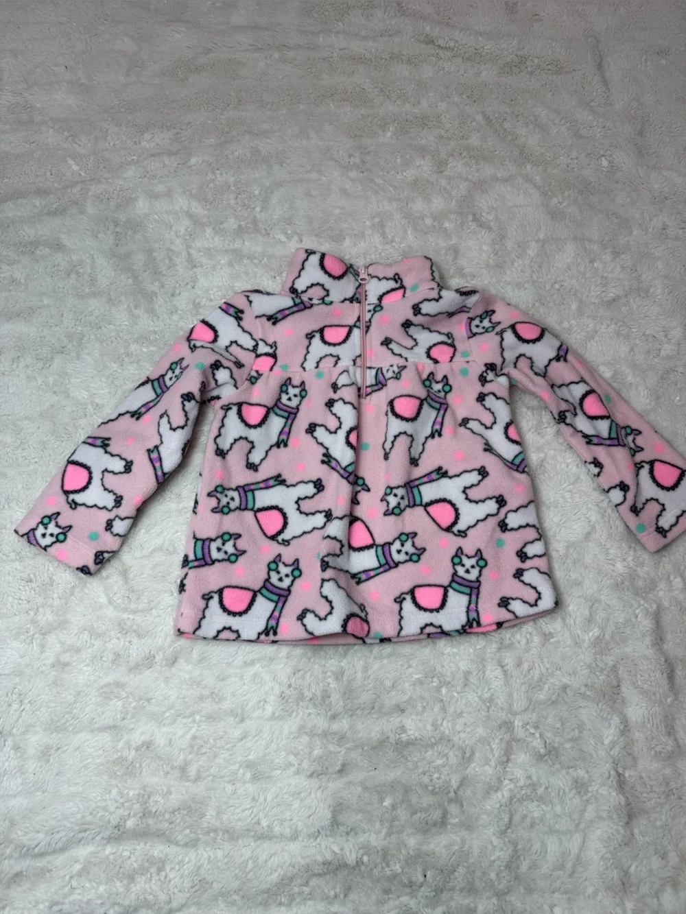 Kids Pink Llama Fleece Jacket - Cozy Zip Front